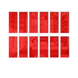 Set of 12 self-adhesive red acrylic mirror strips for wall and ceiling decoration