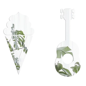 Detailed view of ice cream and ukulele shaped acrylic mirror wall stickers with high reflection