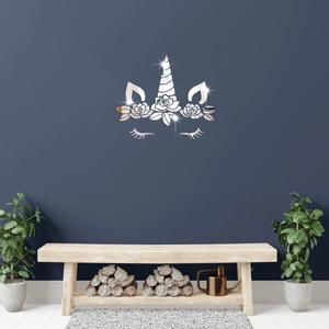 3D Acrylic Mirror Unicorn Wall Sticker DIY Self Adhesive Floral Animal Wall Decal For Living Room Bedroom Kids Room Home Decor