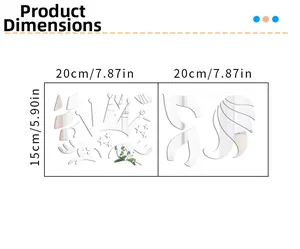 Tableau des tailles pour stickers muraux miroir acrylique argent avec dimensions précises
