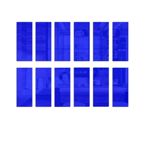Set of 12 blue mirror acrylic wall stickers for DIY home ceiling and waistline decoration