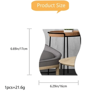 DIY wavy acrylic mirror wall stickers for living room decor showing product dimensions