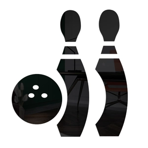 Detail view of 3D acrylic mirror bowling wall stickers showing reflective glossy surface