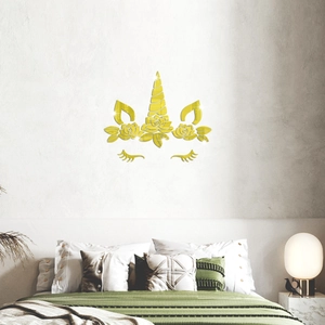 Unicorn mirror acrylic wall stickers with gold finish for nursery bedroom decoration