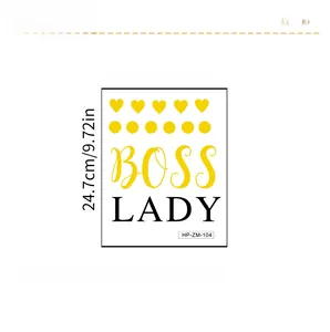 Detailed dimension map of Boss Lady PVC wall decal with height and width measurements