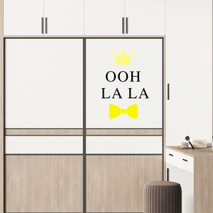 Creative PVC self-adhesive wall stickers with Ooh La La text and yellow crown for home decor