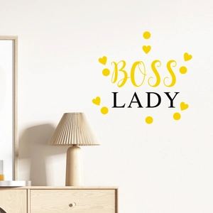 Boss Lady Wall Sticker Creative Letter Art Decals Modern Yellow Black PVC Decorative Mural For Living Room Bedroom Office