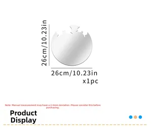 Macro view of 26cm round acrylic mirror sticker with decorative silhouette landscape
