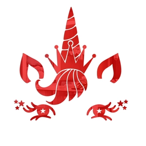 Stickers muraux licorne en acrylique miroir rouge avec étoiles pour déco de chambre