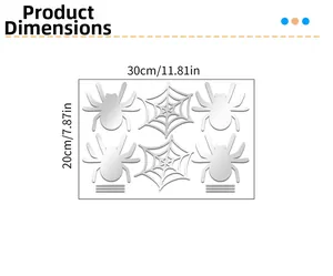 Detailed size chart for 3D acrylic mirror spider and cobweb Halloween wall stickers