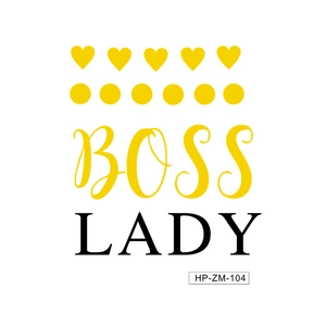 Creative Boss Lady wall decal with yellow hearts and elegant black serif typography