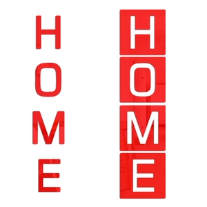 Set di adesivi murali a specchio in acrilico rosso con scritta HOME per la casa