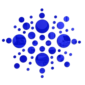 Σετ διακοσμητικά μπλε αυτοκόλλητα τοίχου καθρέφτη με ακρυλικούς κύκλους σε διάφορα μεγέθη