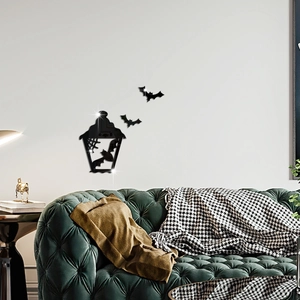 Adesivi murali 3D Halloween in acrilico con lampione e pipistrelli per decorazione soggiorno
