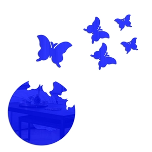 Blue mirror acrylic butterfly wall stickers with 3D reflective finish for home decor