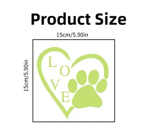 Detailed size chart for luminous love heart and pet paw print wall switch stickers