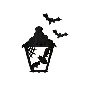 Dettaglio di adesivi murali lanterna di Halloween e pipistrello in acrilico nero