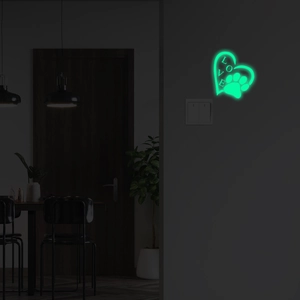 Glow-in-the-dark green heart and paw print wall stickers for home light switch decor