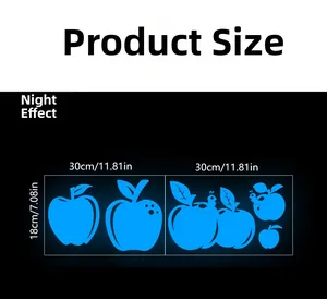Luminous apple wall stickers for kids rooms showing day and night glowing effect