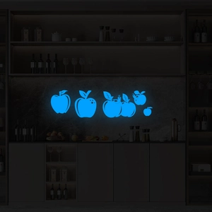 Glow-in-the-dark blue luminous apple wall stickers for kids room and home decoration