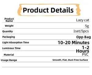 Luminous lazy cat stickers product specifications and glowing instructions in detail