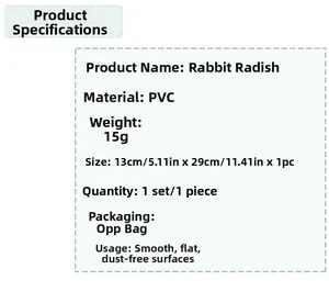 Detailed product specifications of Rabbit Radish PVC wall sticker measuring 13x29cm