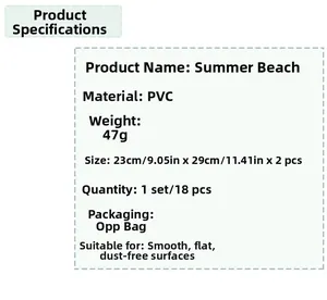 Detail showing PVC wall sticker specifications including size weight and material info