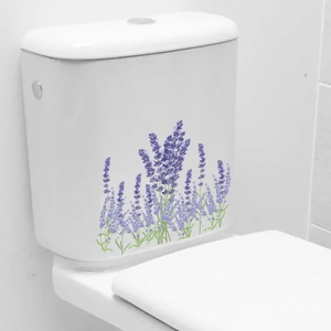 Creative purple lavender flower stickers for toilet tank and bathroom decoration