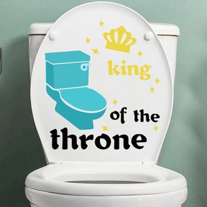 Sticker de Toilette Créatif King Of The Throne Imperméable en PVC Avec Couronne et Étoiles pour Décoration Salle de Bain