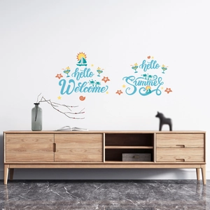 Self-adhesive Summer and Welcome wall stickers for living room decor with palm trees