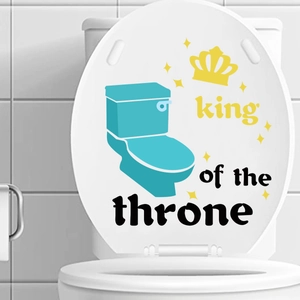 Sticker créatif bleu pour couvercle de toilette avec couronne et texte décoratif