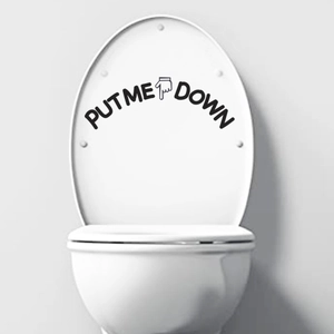 Creative Put Me Down Toilet Seat Sticker Waterproof Black Removable PVC Bathroom Wall Art Decor Decal For Toilet Lid