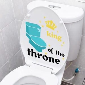Sticker créatif King of the Throne pour abattant WC avec couronne et décor graphique bleu