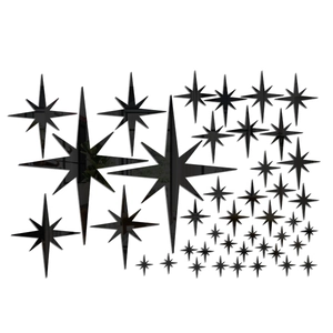 82pcs set of black acrylic star mirror wall stickers in various sizes for bedroom decor
