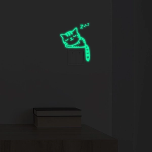 Glowing Cat Wall Stickers Creative Fluorescent Light Switch Sticker Luminous PET Cat Decal For Bedroom Living Room Home Decor