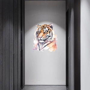 Watercolor Tiger Head Wall Sticker Creative Animal Portrait PVC Art Decal For Living Room Bedroom Hallway Home Decor