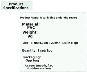 Specifiche del wall sticker gatto con dimensioni e dettagli del materiale in PVC