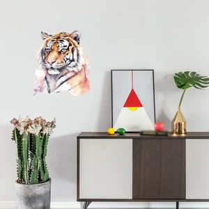 Artistic watercolor tiger head wall sticker for modern living room and home decor