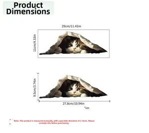Guida dettagliata alle taglie per adesivi murali gatto 3D con dimensioni del prodotto