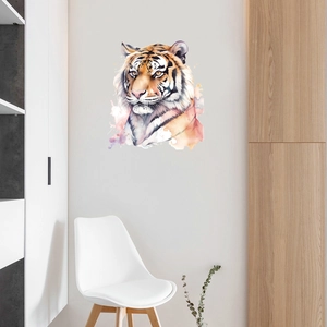 Artistic watercolor tiger head wall sticker for creative living room home decoration