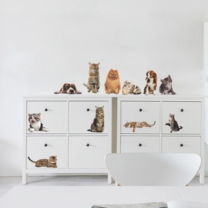 Realistic 3D dog and cat PVC wall stickers for home furniture and wall decoration