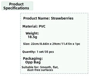 PVC strawberry wall stickers set of 35 pieces with dimensions 22x29cm for smooth surfaces