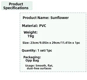 Detailed specification list for sunflower PVC wall decal showing 23x29cm dimensions