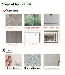 Waterproof toilet sticker application guide for tile, glass, metal, and smooth wood surfaces