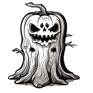 Halloween wall sticker featuring spooky pumpkin, ghost and dead tree silhouette design