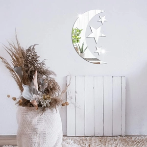 Creative star and moon mirror acrylic wall stickers for modern bedroom home decoration
