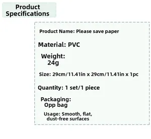 Specifications for Please Save Paper PVC wall sticker 29x29cm for bathroom surfaces