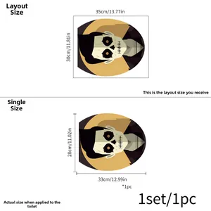 Halloween skeleton toilet sticker with layout dimensions 35x30cm and product size 33x28cm