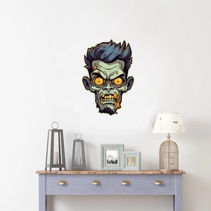 Cartoon zombie head wall sticker for Halloween party home window and wall decoration