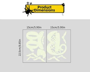 Detailed dimension guide showing 15x22.5cm size for Halloween glow wall stickers